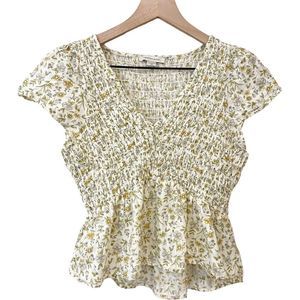 NWOT American Eagle V-Neck Ditsy Floral Smocked Babydoll Blouse - XS/S